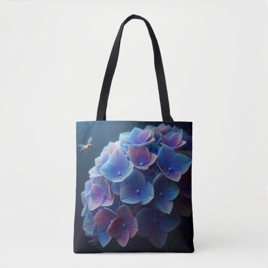 Tote Bag Hydrangeas Floral Purple et Bleu (Devant)