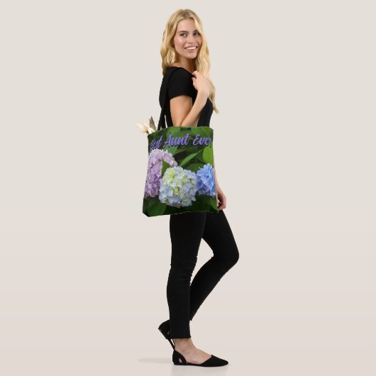 Tote Bag Hydrangeas, meilleure tante jamais (Sur le modèle)