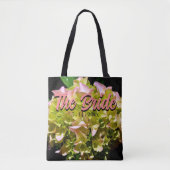 Tote Bag Hydrangée rose jaune vert, pour la mariée (Devant)
