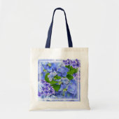 Tote Bag Hydrangées bleues et papillons (Devant)