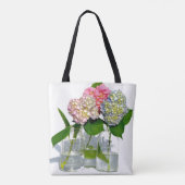 Tote Bag Hydrangées florales rose pâle bleu jaune vert (Dos)