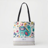 Tote Bag Hygge Totes - Chat Cosy Personnalisé Fleur d'Art F (Devant)