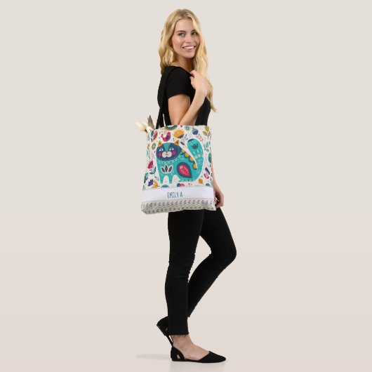Tote Bag Hygge Totes - Chat Cosy Personnalisé Fleur d'Art F (Sur le modèle)