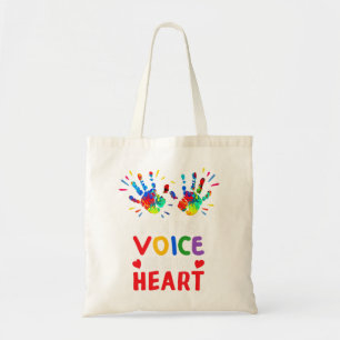 Tote Bag I Am Voice He Is My Heart Autism Awareness T-S