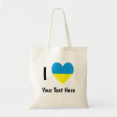Tote Bag I (Coeur du drapeau ukrainien) Votre texte (Devant)