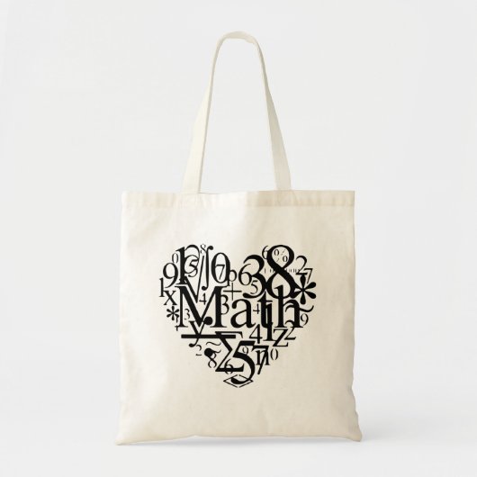 Tote Bag I Heart Math, Funny Science, Professeur de mathéma (Devant)