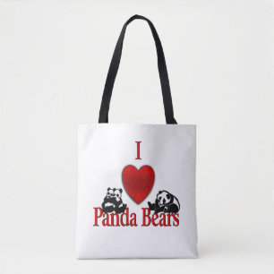 Tote Bag I Heart Panda Bears