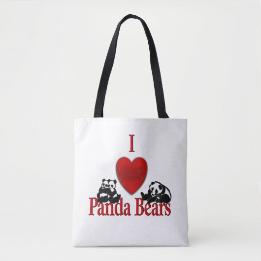 Tote Bag I Heart Panda Bears (Devant)