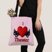 Tote Bag I Heart Theater Pink (De près)
