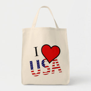 Tote Bag I Heart USA superposition gtcnt