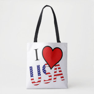 Tote Bag I Heart USA superposition stcn