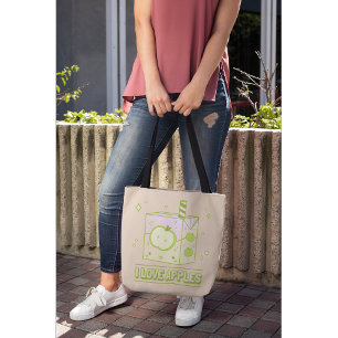 Tote Bag I Love Apples - Kawaii Juice Box Design