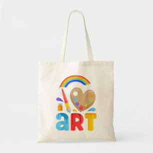 Tote Bag I Love Art Artist Peintre Colorful Peinture Cadeau