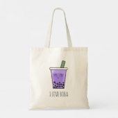 Tote Bag I Love Boba Kawaii Bubble Tea Taro Ube Purple (Dos)