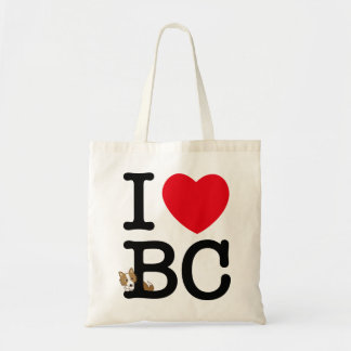 Tote Bag I love border collie! バッグ (レッド立ち耳)