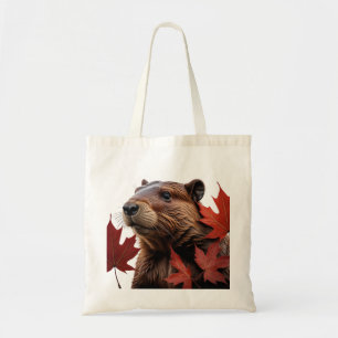 Tote Bag I Love Canada - Castor canadien aux feuilles