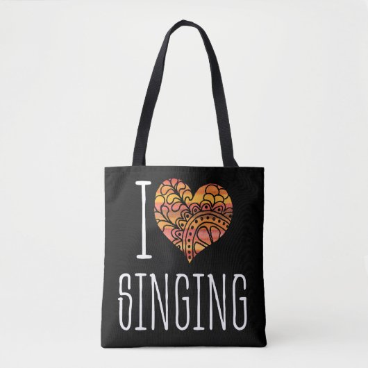 Tote Bag I Love Chanter Jaune Orange Mandala Heart (Devant)