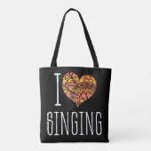 Tote Bag I Love Chanter Jaune Orange Mandala Heart (Dos)