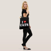Tote Bag I Love (Coeur) Chats (Sur le modèle)