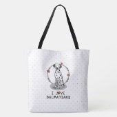Tote Bag I Love Dalmatians (noir 1) Coeurs mignons (Dos)
