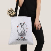 Tote Bag I Love Dalmatians (noir 1) Coeurs mignons (De près)