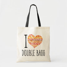 I Love Double Basse Orange Mandala Heart