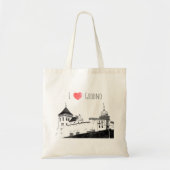 Tote Bag I Love Grodno Belarus Architecture Sketch Castle (Devant)