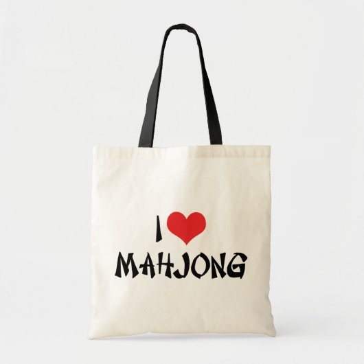 Tote Bag I Love Heart Mahjong - Mah Jong Lover (Devant)