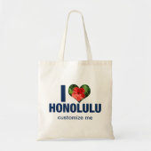 Tote Bag I Love Honolulu Cute Hawaii Hibiscus Flower (Devant)