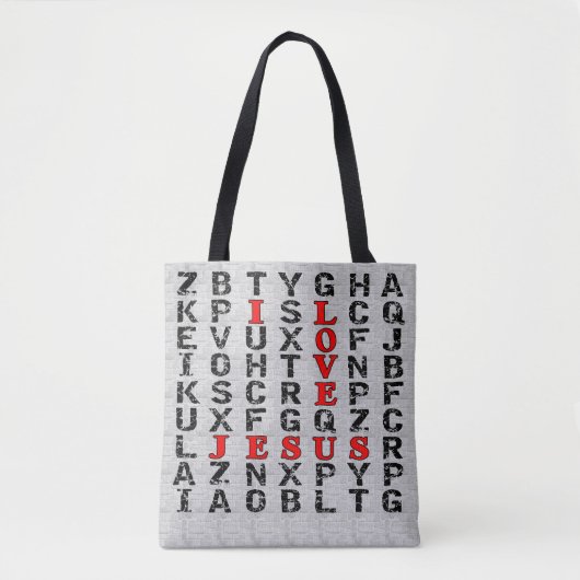 Tote Bag I Love Jesus Word Recherche Christian Print Bag (Devant)