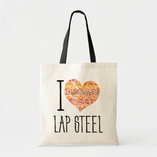 Tote Bag I Love Lap Steel Orange Mandala Heart (Devant)