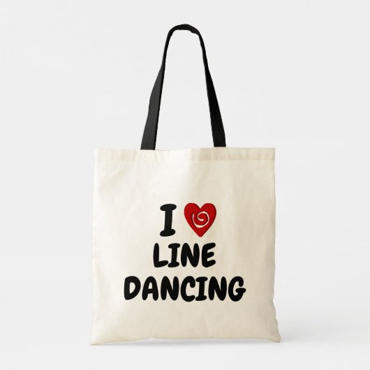 Tote Bag I Love Line Dancing I Heart with/ Swirl Line Dance (Dos)