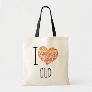 Tote Bag I Love Oud Orange Mandala Heart