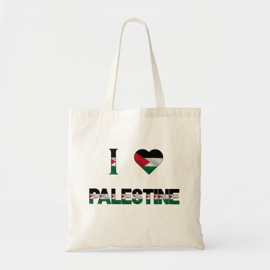 Tote Bag I Love Palestine Heart Flag Unité Liberté (Devant)