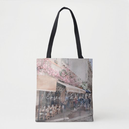 Tote Bag I Love Paris Cafe Street Scène (Devant)