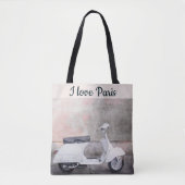 Tote Bag I Love Paris Street Scene Voiture Rose (Devant)