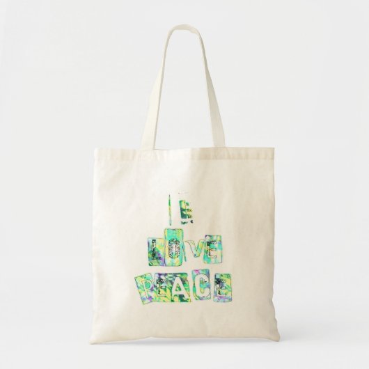 Tote Bag I Love Peace Beautiful Art Print Text Design (Devant)