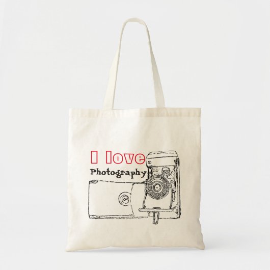 Tote Bag I Love Photography Retro Camera (Devant)