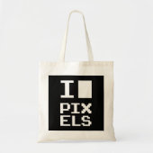 Tote Bag I Love Pixels, design geek, art des pixels (Devant)