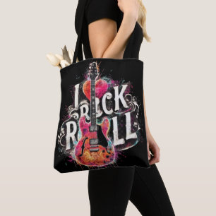 Tote Bag I Love Rock N Roll Guitare Électrique Peinture