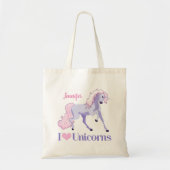 Tote Bag I Love Unicorns Plutôt Personnalisé Unicorn (Devant)