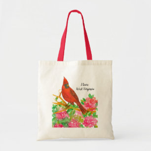 Tote Bag I Love West Virginia Cardinal Rhododendron