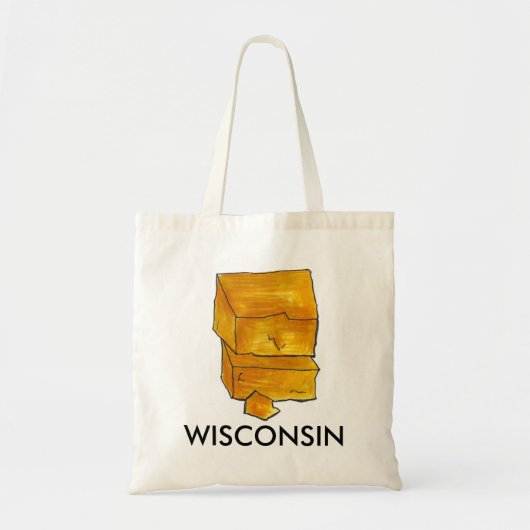 Tote Bag I Love Wisconsin WI Cheddar Jaune Fromage Laitier (Devant)