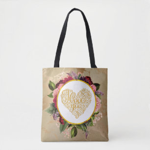 Tote Bag I Love You Fancy Golden Ornate