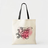 Tote Bag I Love You Modern Light Heart Graphic Texte Élégan (Devant)