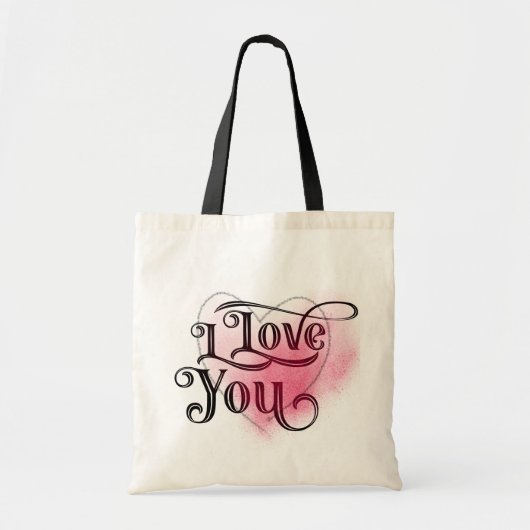 Tote Bag I Love You Modern Light Heart Graphic Texte Élégan (Devant)