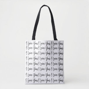 Tote Bag I Love You Valentines Day Noir et Blanc