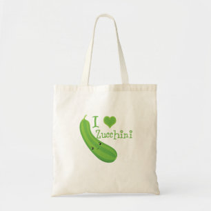 Tote Bag I Love Zucchini Smiling Kawaii Zucchini