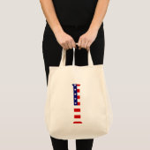 Tote Bag I Monogramme superposé sur le drapeau américain gt (Devant (produit))
