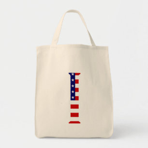 Tote Bag I Monogramme superposé sur le drapeau américain gt